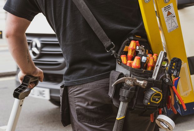 Electrician tool belt on site